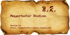 Mayerhofer Rodion névjegykártya